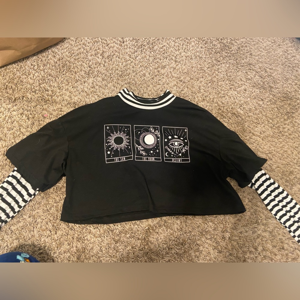 Tarot card faux 2 piece shirt
